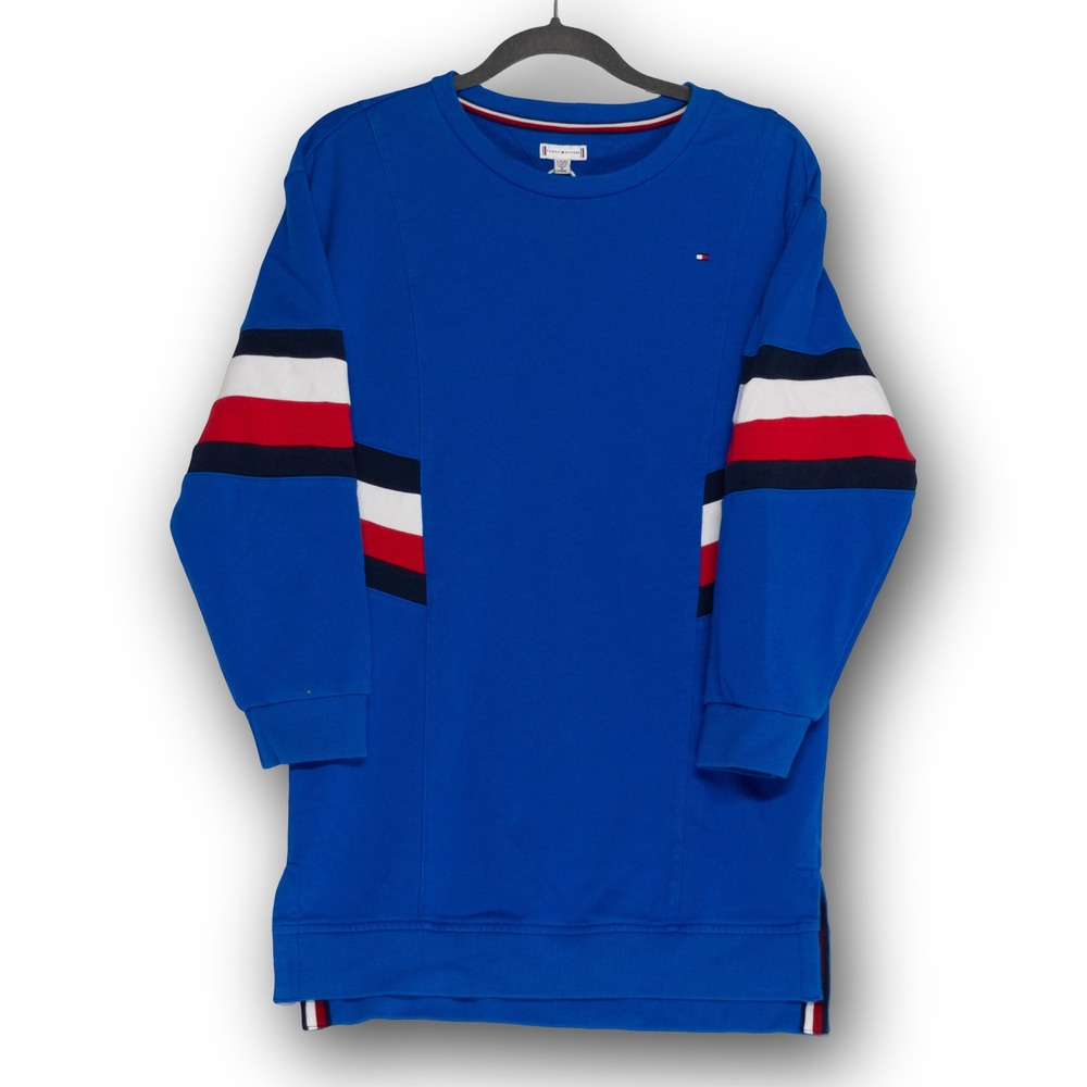 Tommy Hilfiger Sweatshirt Mens L Blue Excellent Colorblock Stripe Crewneck